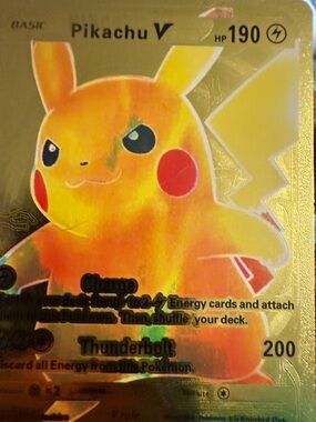 Pokemon Pikachu V Gold and Yellow Holo Card